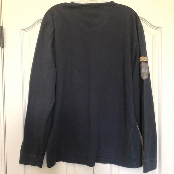 Next  Long Sleeved Sporty Shirt Patches Seventeen Dark Blue Mens Large - Picture 2 of 5